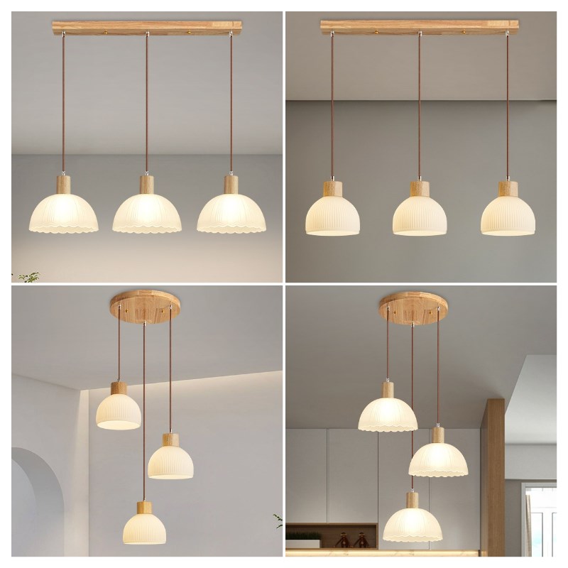原木餐厅吊灯高端卧室床头小灯简约现代餐饮饭桌过道走廊吧台灯具