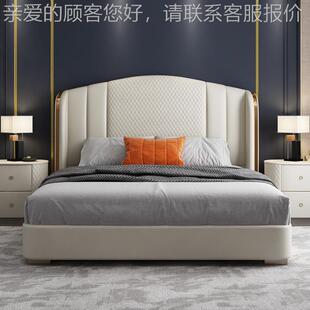 现代简床约真皮1500*200床轻奢主1.8米卧双人床实木高端豪华储物
