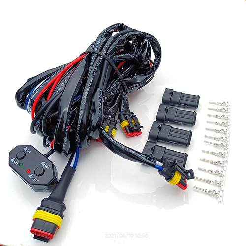 远近光灯开关线组黄白双色灯遥控爆闪射灯透镜双继电器控制器