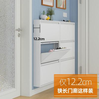 12超薄鞋柜家用门口钢制大容量翻斗柜挂墙悬空入户极窄玄关鞋柜