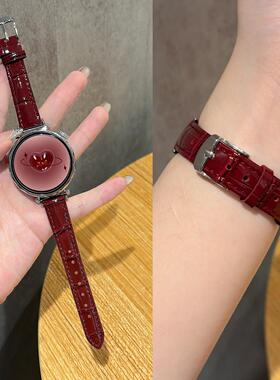 正钦竹节真皮适用华为GT6手表带WatchGT5pro高级感GT432pro秋冬女