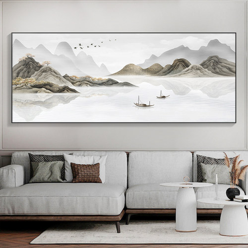 中国风字画办公室山水画新中式画