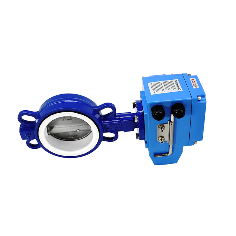 D971F-1 新款电动对夹四氟不锈钢板蝶 DN 5  100  00