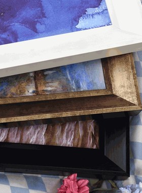 立体画框纸张画装裱拼图相框 白色黑色配背板有机玻璃定制