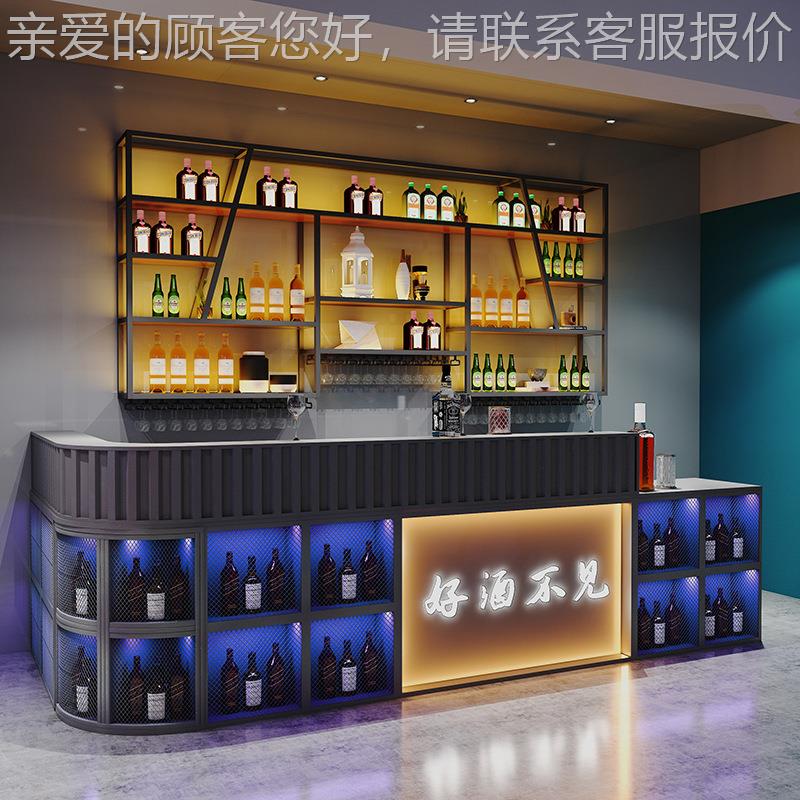 球工业风酒吧吧台收银台转角烧店烤11010商用古复柜台铁艺餐厅台