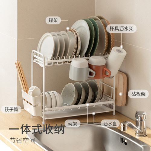 懒角落厨房置物架家用多功能沥水架台面放碗筷收纳盒碗碟收纳架子