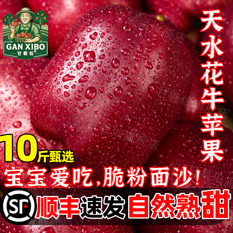 顺丰甘肃天水花牛苹果蛇红果小孩老人面粉脆沙甜苹果新鲜水果10斤