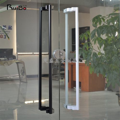 圆管黑色玻璃门扶手酒店木门把手窄框门移门大拉手金色