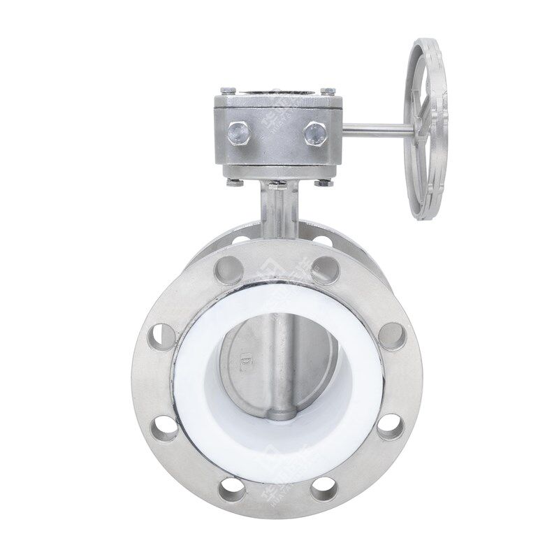 不锈钢304/316L衬四氟手柄涡轮法兰蝶阀D41F4/D341F4-1.0/16P