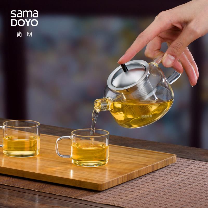尚明S056/55耐热玻璃过滤精品泡茶器家用中式250mL功夫迷你小茶壶