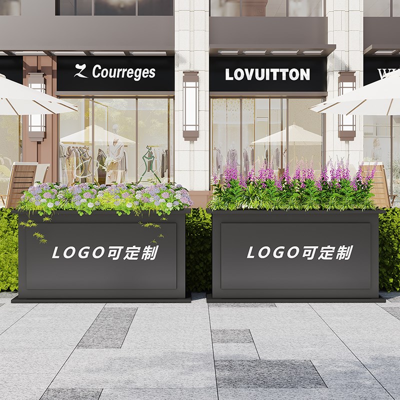 户外不锈钢花箱组合集市商业街道围栏隔断花槽小区售楼部花坛定制