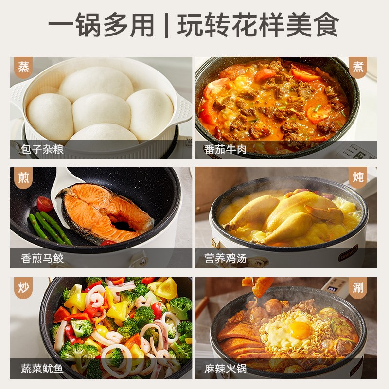 大宇电炒锅家用多功能电炒菜炒锅一体式插电不粘锅蒸煮煎火锅电锅