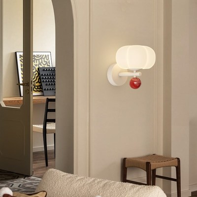 铭琢 奶油风简约护眼壁灯床头灯具装饰氛围灯小南瓜全光谱壁灯