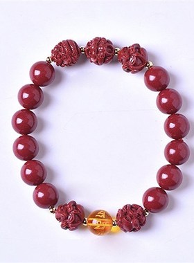 峨眉山十二生肖朱砂三合六合手链属鼠兔龙马鸡本命年太歳男女手串