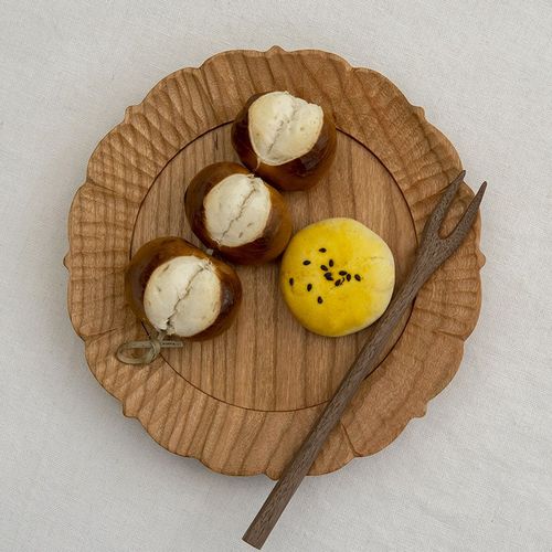 木头恰恰手作花朵木盘子黑胡桃茶盘餐盘日式点心盘家用水果盘托盘