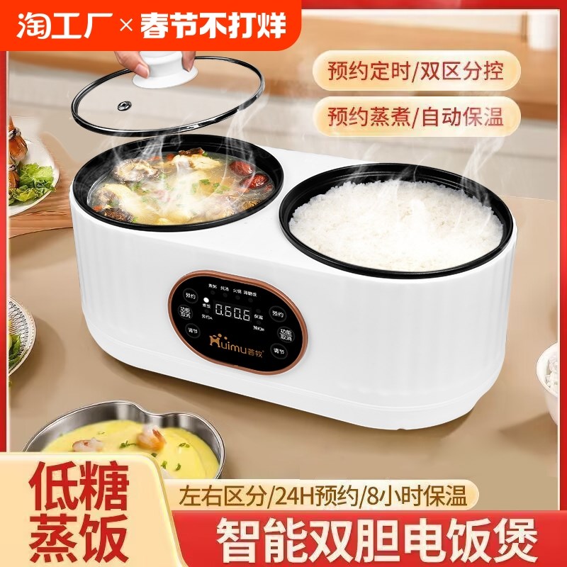 德国新款双胆电饭煲l多功能双控蒸煮汤锅4L学生2家用1-3人双用一