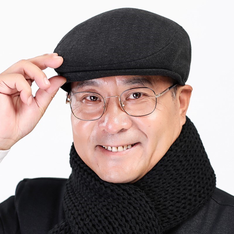 老人帽子男士鸭舌帽春秋s前进帽中老年帽子男暖爸爸帽时尚毛呢保