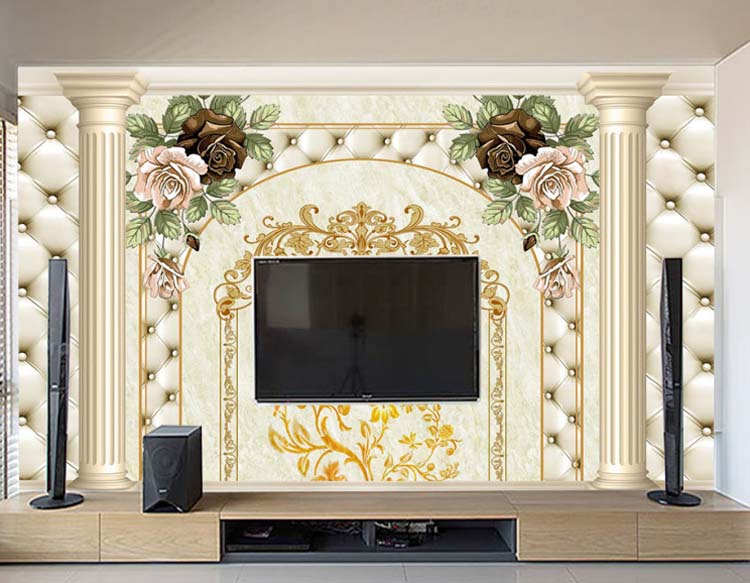 瓷砖大理石背f景墙 欧式客厅电视背景墙瓷砖3d微晶石罗马柱背景墙