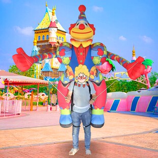 充气行走小丑气模人偶卡通巨型服装巡游小丑人背充气模型充气人