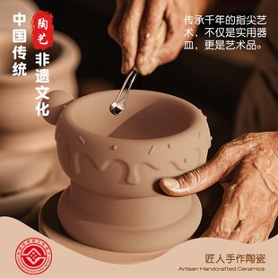 【央妈认证】华仙宠甜甜圈双子星陶瓷猫碗高脚宠物碗双碗恒温加热