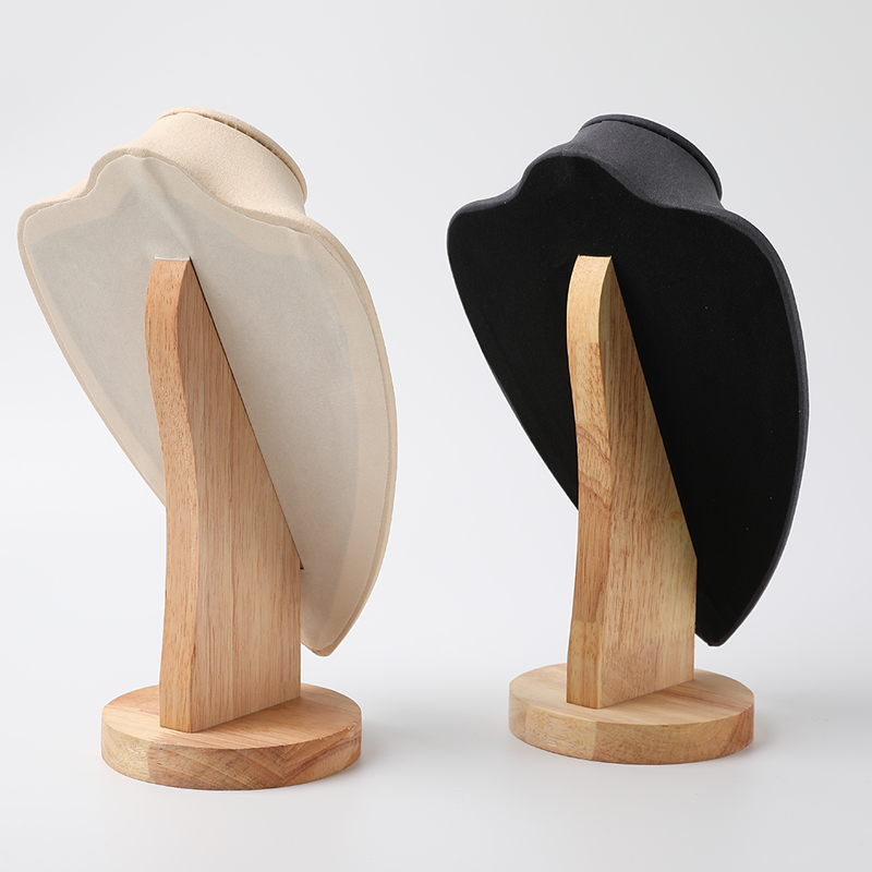 实木珠宝项链展示架模特脖子人像珠宝首饰吊坠架道具饰品绒布架子