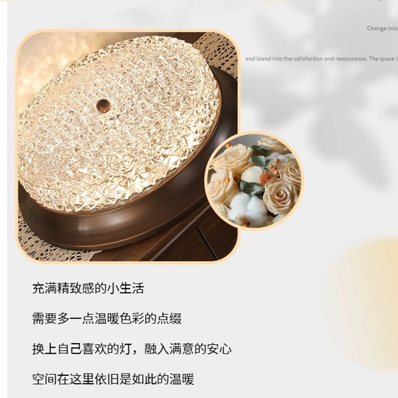 复古法式美式吸顶灯咖啡色拉丝圆形新款阳台大气简约书房间主卧室