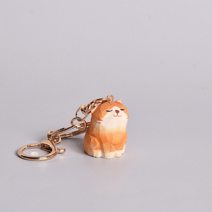 木质秋田犬狗狗钥匙扣柴犬挂件日系治愈小挂件可爱木雕包包挂饰