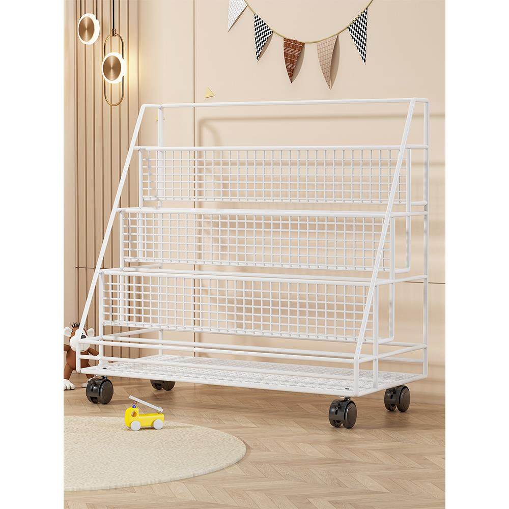 落地书架儿童绘本收纳架杂志书籍收纳神器带轮移动书架简易书柜