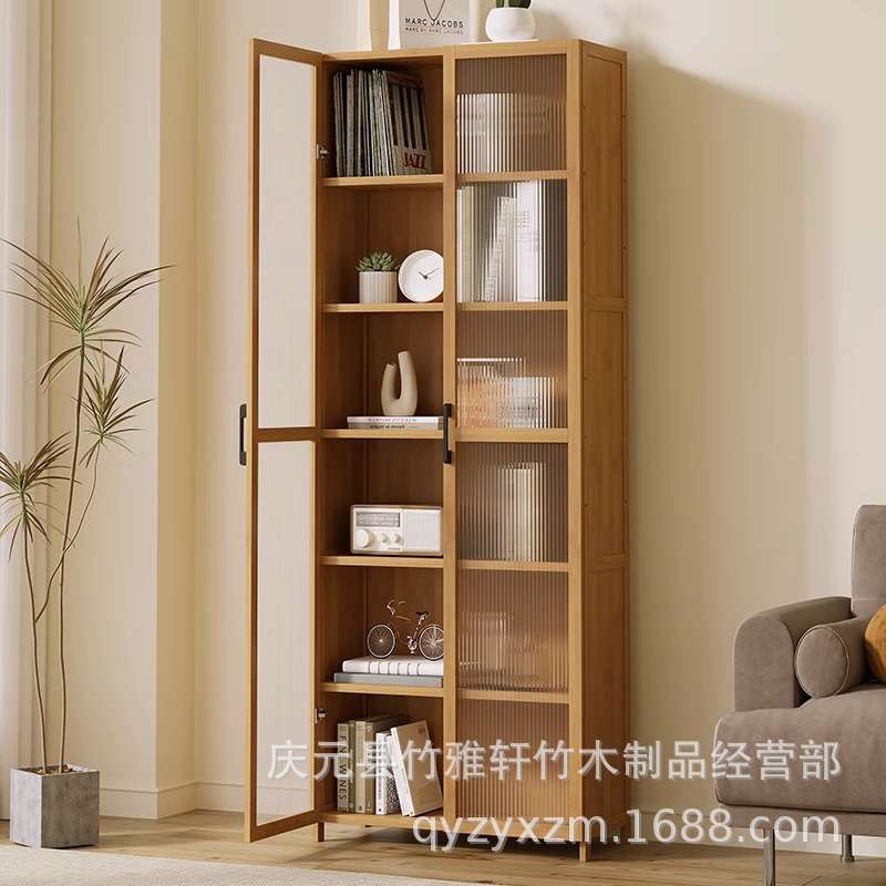 北欧书柜书架落地玻璃门置物柜收纳储物柜现代轻奢组合书橱展示柜