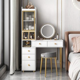 现代简约网红小户型一体卧室收纳柜 储物高级轻奢梳妆台化妆桌新款