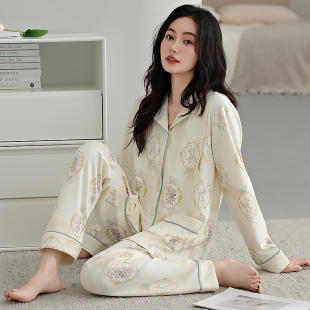 家居服套装 长裤 可调节 纯棉产后哺乳睡衣女产妇长袖 月子服春秋款
