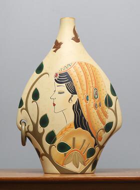 东南亚云南丽江少数民族特色手工装饰品陶瓷博古架玄关酒橱柜摆件