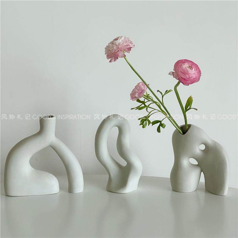 风物 抽象艺术摆件花瓶 雕塑素坯陶瓷工作室咖啡馆服装店软装陈列