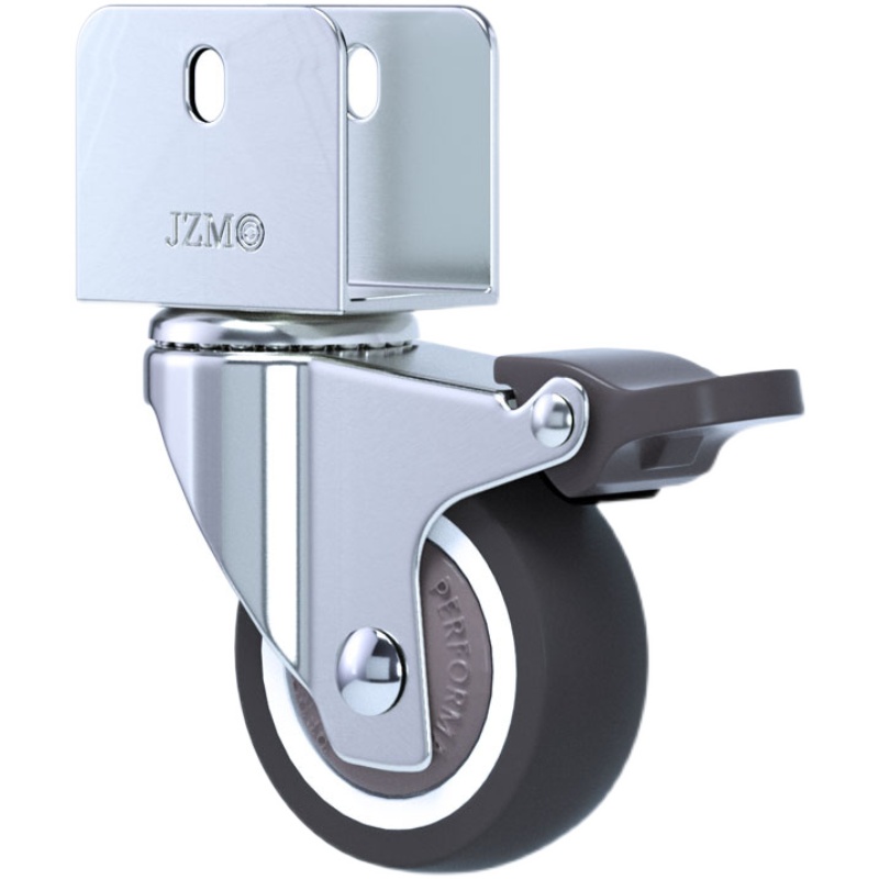 万向轮轮子U型脚轮16夹板滑轮婴儿床滚轮静音带刹通用花架轱辘25