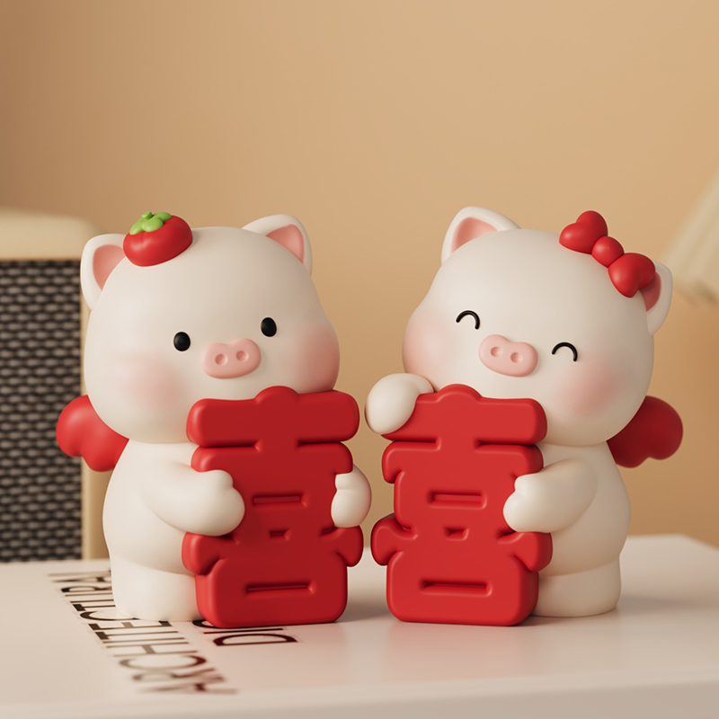 结婚订婚送新人情侣礼物客厅装饰品新娘婚房布置闺蜜实用小猪摆件
