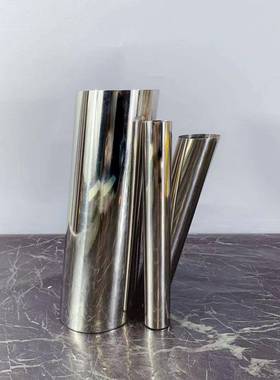 现代简单不锈钢圆柱插花桌面花瓶装饰品样板房售楼处软装饰