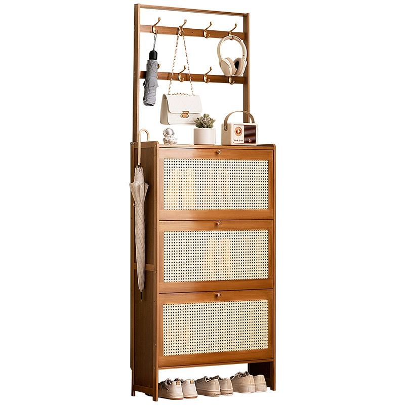 鞋柜家用门口翻斗式入户玄关柜一体靠墙衣帽收纳置物架.简易超薄