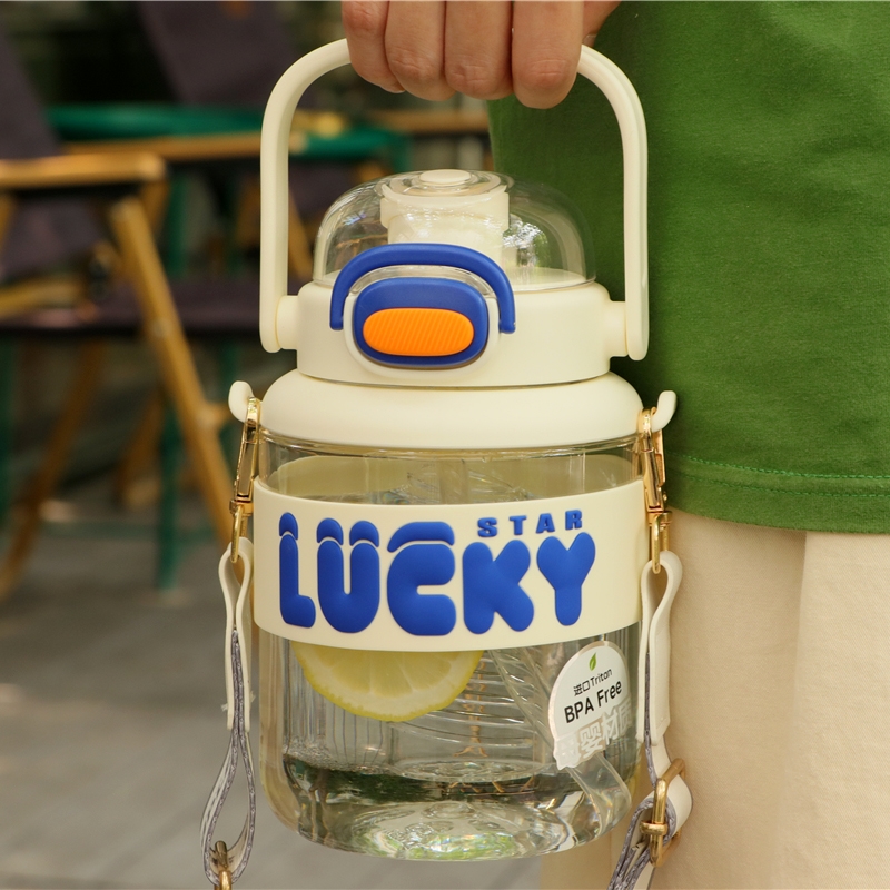 大容量水杯男士泡茶学生女202y3新款户外水壶夏季便携双饮茶花杯