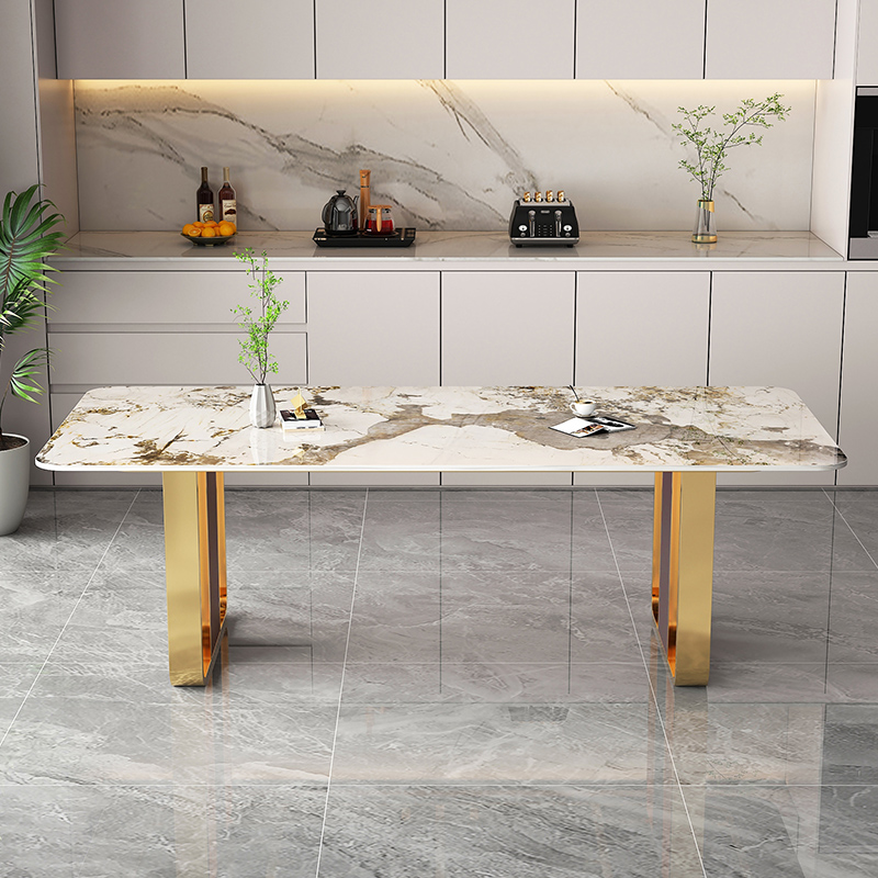 意式轻奢不锈钢桌腿桌脚桌架支架定制大理石岩板餐桌X桌腿金属底