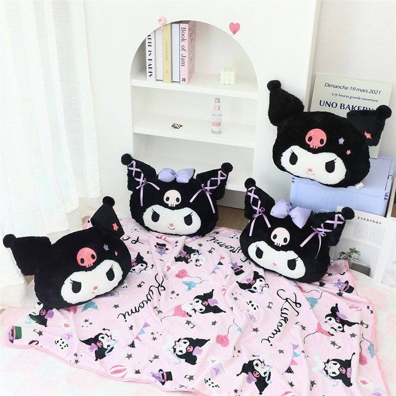 可爱库洛米抱枕被子两用办公室女生午睡毯子沙发靠V垫汽车枕头车