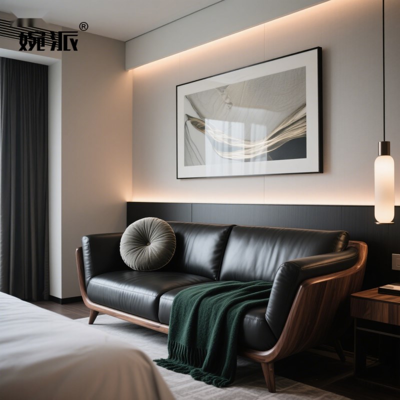 婉派北美黑胡桃木沙发实木沙发z新中式宋氏美学高级网红酒店会客