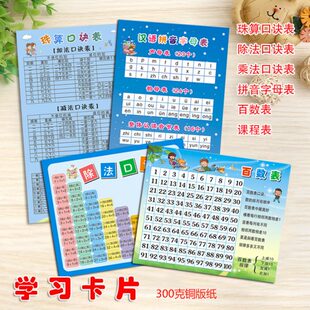 儿童珠算训练启蒙口诀卡片小学生学习卡片加法法乘法口诀课程表