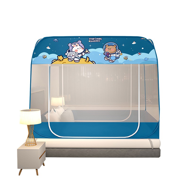 2022a年新款蚊帐免安装加高方顶拉链双开门蒙古包式可折叠防蚊防