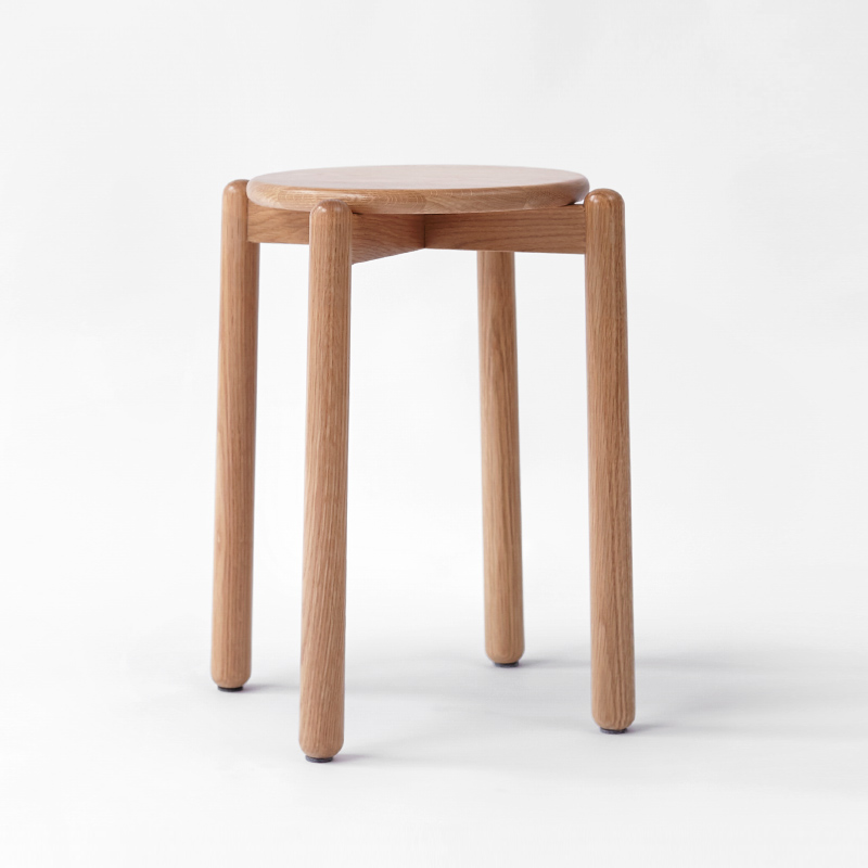 西物实木圆凳子简约化妆凳家用餐凳可叠放客厅儿童U小凳子矮凳板