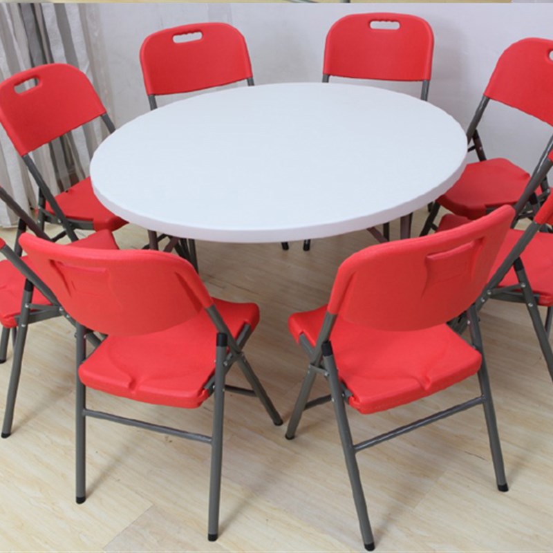 折叠圆桌餐桌饭桌家用简易可收纳桌圆形塑料大圆台面户外吃饭桌子