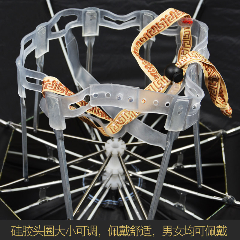 钓鱼伞帽折叠头伞大号双层超轻透气头戴式采茶帽环卫黑胶遮阳挡雨