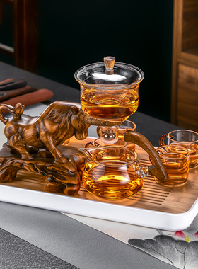 中式牛气冲天生肖摆件客厅泡茶台茶具用品办公室茶几桌面装饰礼品