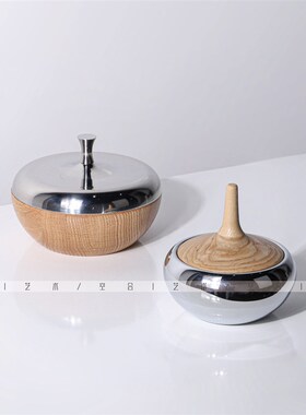 空合实木金属储物罐糖果罐样板间售楼部茶几床头柜厨房收纳装饰罐