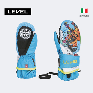 LEVEL进口保暖防泼水蜘蛛侠印花小儿童单板滑雪运动手套4175JM