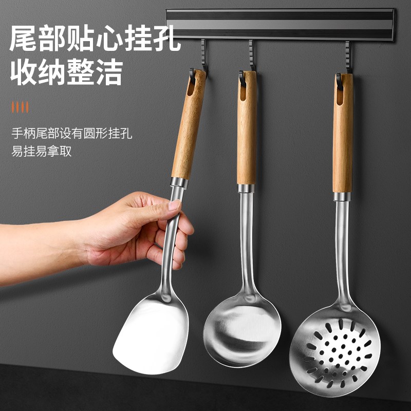 304不锈钢锅铲家用加厚炒菜铲子厨具厨房耐高温汤勺漏勺套装1789